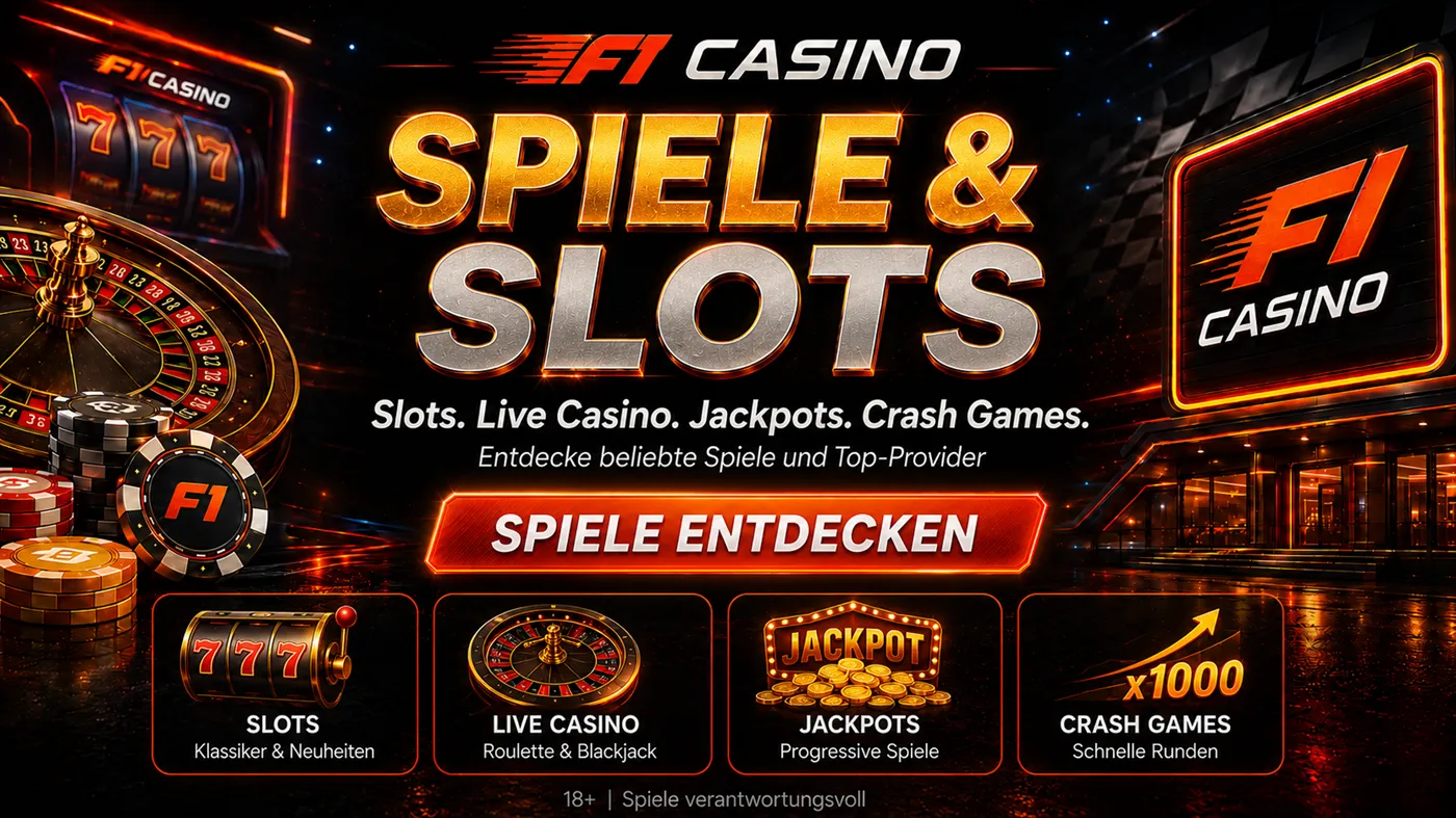F1 Casino Spiele mit Slots, Live Casino und Top Games